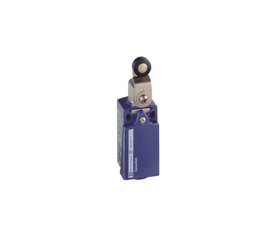 Telemecanique Sensors XCKD2118P16 wyłącznik krańcowy z termoplastyczną dźwignią rolkową, metal, seria XCKD, głowica obrotowa M16 x 1,5, śledzenie 24 mm/40 mm, 1 NC + 1 styki bez zatrzasków