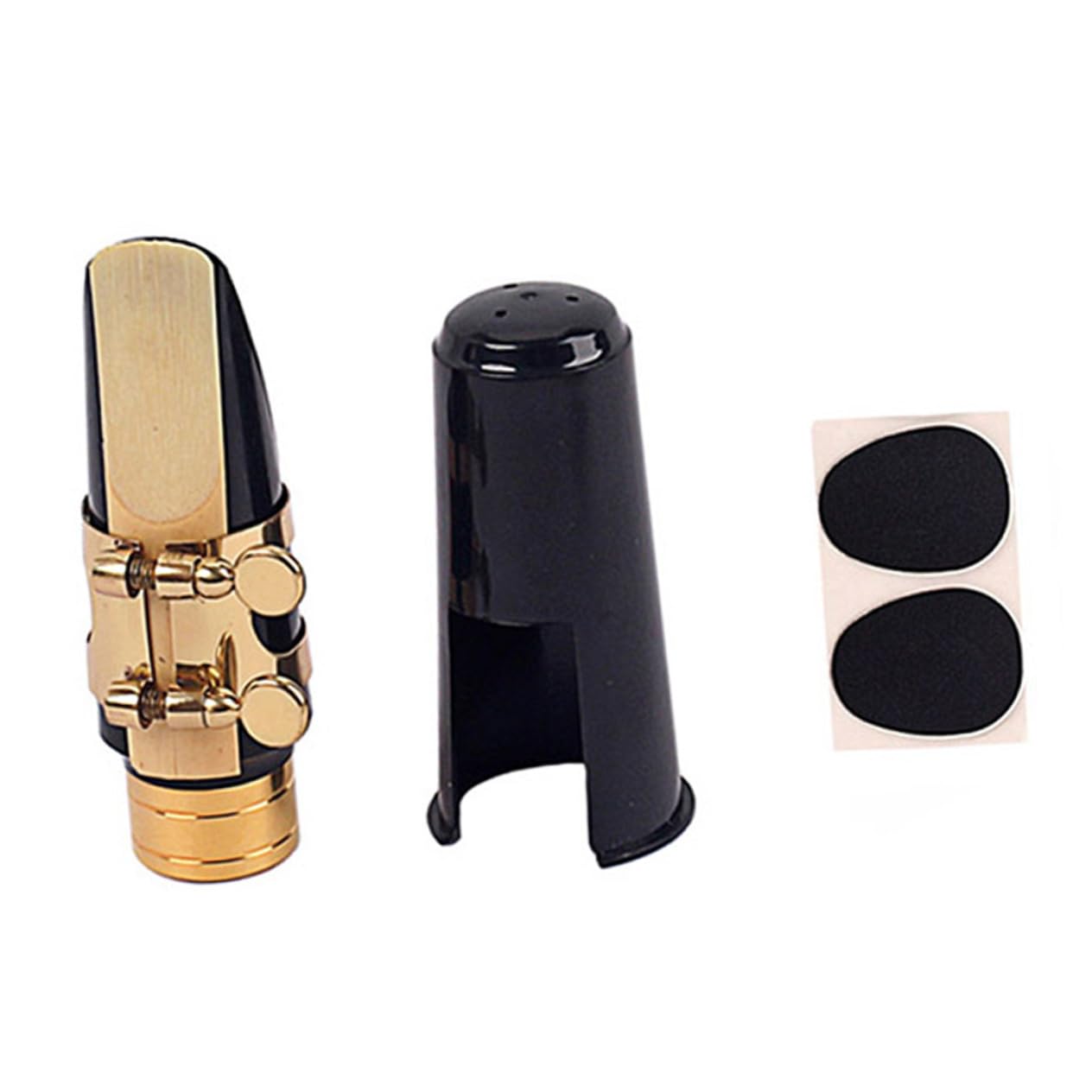 BESPORTBLE Sassofono Contralto con Fibbia ad Anello Toppe per Ance Cuscinetti e Cappuccio Oro e Nero Sostituisci Vecchi o Rotti Include Ancia e Cuscinetto
