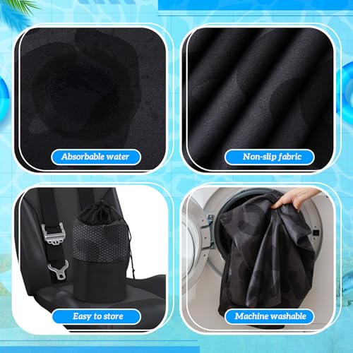 Image of 1 Pack Car Seat Towel Cover with Storage Bag, Black Leopard Print Style | 63 x 32 in Car Towel Seat Cover Non Slip Waterproof, Gym Workout Swimming Running, Machine Washable Sweat Absorbent Protector