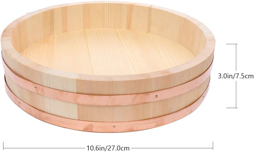 Cabilock 1pc Wooden Sushi Rice Mixing Bowl Bibimbap Tub for Sushi Making Practical Kitchen Supply for Home Restaurant Use for Rice Cooling Mixing