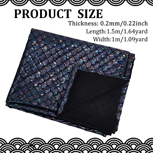 FINGERINSPIRE Mermaid Scales Fabric 100x150cm Black Sparkly Hologram Spandex Mermaid Printed Fish Scale 2 Way Stretch Mermaid Fishscale Fabric for Clothes Sewing DIY Craft - Image 2