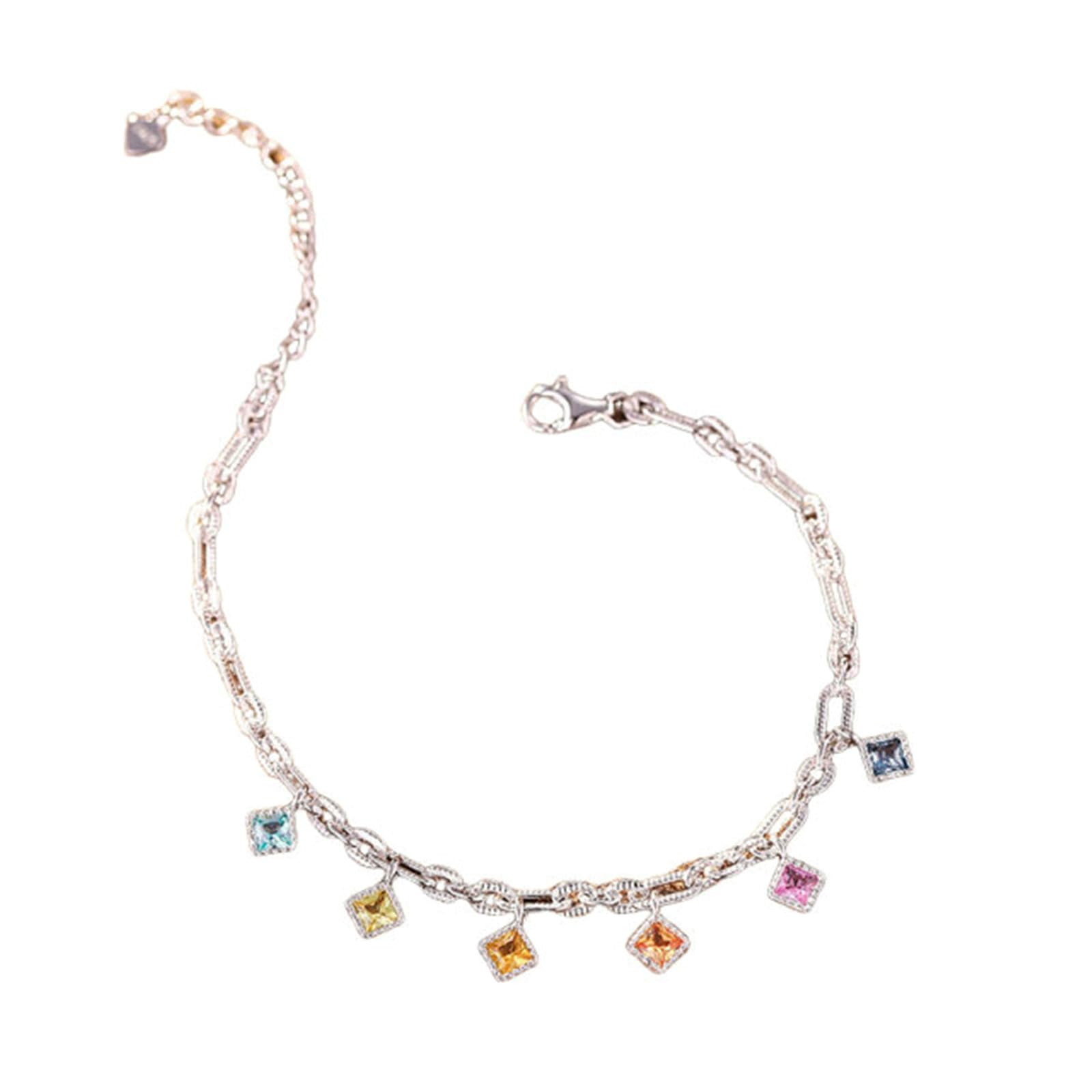 Armband 18K 14K 9K Weißgold Damen 21-23CM Anhänger mit 1.25ct Buten Saphir