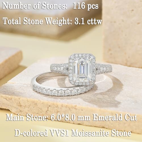 Newshe Jewellery Moissanite Wedding Sets for Women 925 Sterling Silver Bridal Set Oval Engagement Ring Sets Promise Eternity Size 5-103
