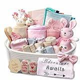 27-Piece Baby Shower Gifts for Girls, Newborn Essentials Must Haves,Large Baby Girl Gift Basket Set Essential Stuff,Gender Reveal Gifts,Rattle Swaddle,Pink,Baby Registry Search,Diaper Caddy Organizer