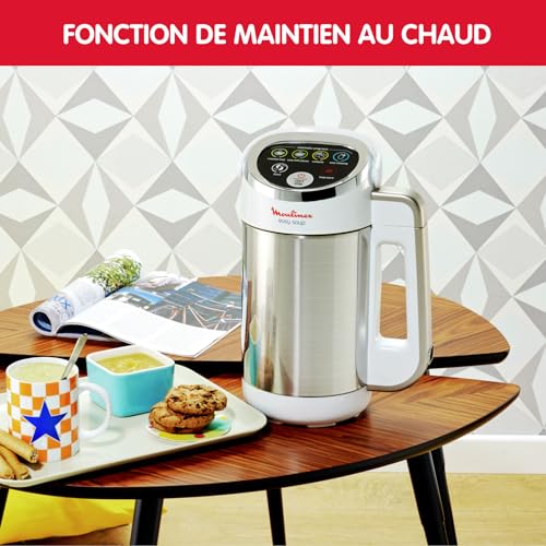 Moulinex Blender chauffant, 1000 W, Capacité 1.2 L, 5 programmes automatiques, Double paroi, Soupe, Velouté, Compote, Smoothie, Maintien au Chaud, Easy Soup silver LM841110 – Image 6