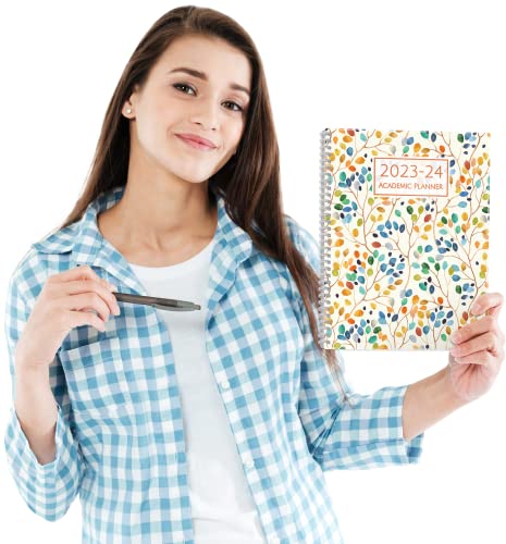 Cranbury Large Academic Planner 2023-2024 (Leaves), 8.5X11" Daily Weekly Monthly Calendar Planner, Use To June 2024, Schedule Planner Book With Monthly Tabs, Poly Bookmark, Back Pocket, Stickers #TOP6