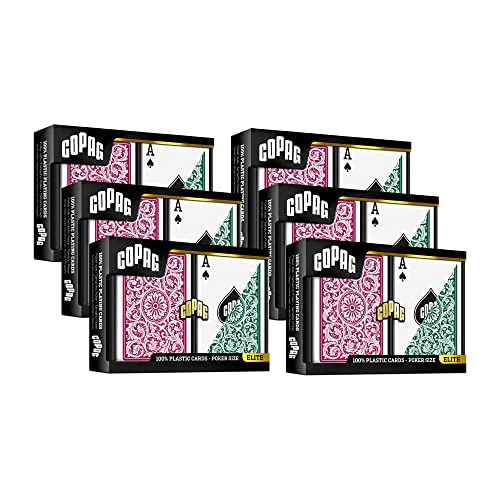 Copag 1546 Design 100% Plastic Playing Cards, Poker Size (Green/Burgundy)