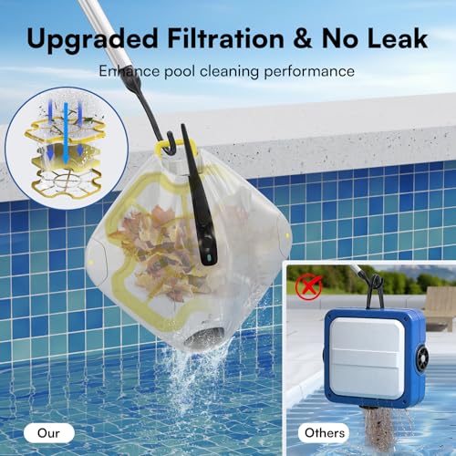 Image of PoolMr Cordless Robotic Pool Cleaner - Above Ground Pool Vacuum Robot - 40W Strong Suction, Dual Cleaning System, Barrier Crossing, 120-Min Runtime Up to 1614 Sq for Above Ground Pools, Grayish White
