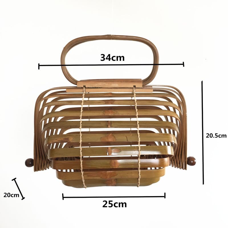 Bolso Tote de Bambú Grande, Hecho a Mano, Natural miniatura 7