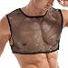 FIROTTII Mens Mesh Crop Tank Top Fishnet Sleeveless Undershirts See Through Vest Pride Parade Half Shirt Tops Black