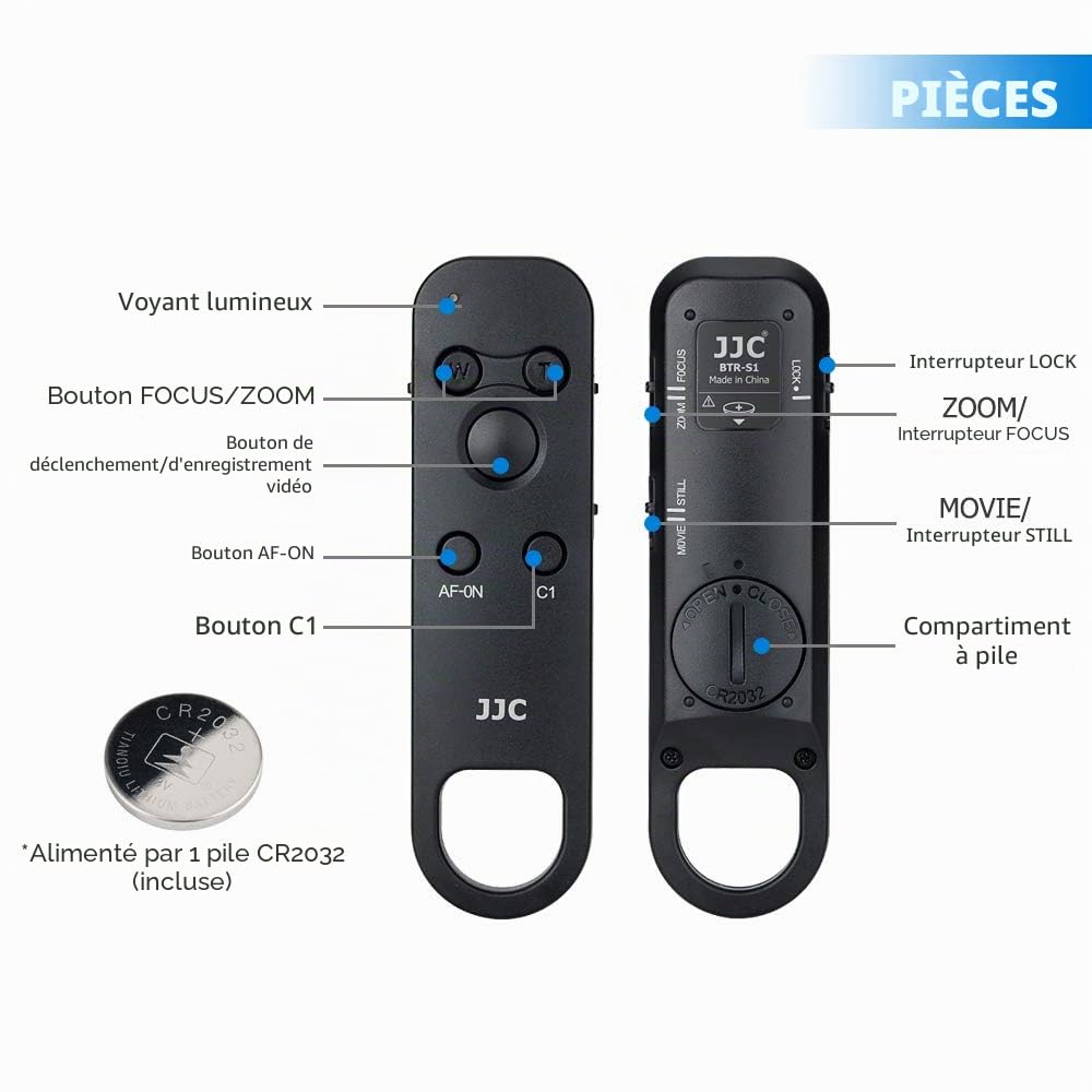 Télécommande sans Fil JJC RMT-P1BT pour caméra Sony ZV-E1 ZV-E10 ZV-1 A7RV A1 A7C A7RIV A9II RX100VII A6100 A6600 (pour caméra Sony A6400 A7RIII A7III A9 RX0II avec Mise à Jour du micrologiciel)