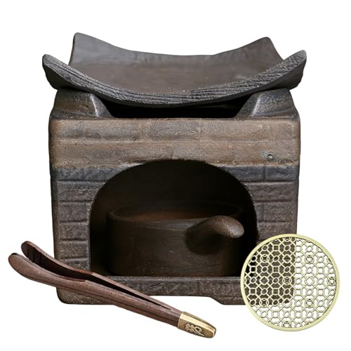 Ceramic Incense Burner Kit, Zen Incense Holder with Candle Clip,Mat & Heat Resistant Brick, Ceramic Aromatherapy,Stove Essential Oil Burner, Suitable for Home and Office Use.