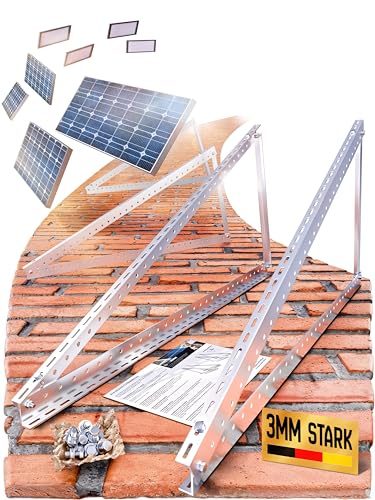 4x Balkonkraftwerk Halterung. 118cm. 0% MwSt. 3mm Aluprofil. Solarmodul Halterung für 2x Module. Flachdach. Wand etc. Edelstahlschrauben. Befestigung Solarmodul PV-Module - Lichtblicker
