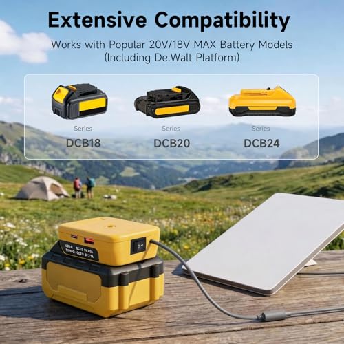 Image of Starlink Mini Battery Adapter Compatible with DeWalt 18V-20V Max Battery to DC Plug Starlink Mini Power Supply, with Independent Button and Low Voltage Protection for Starlink mini Batteries