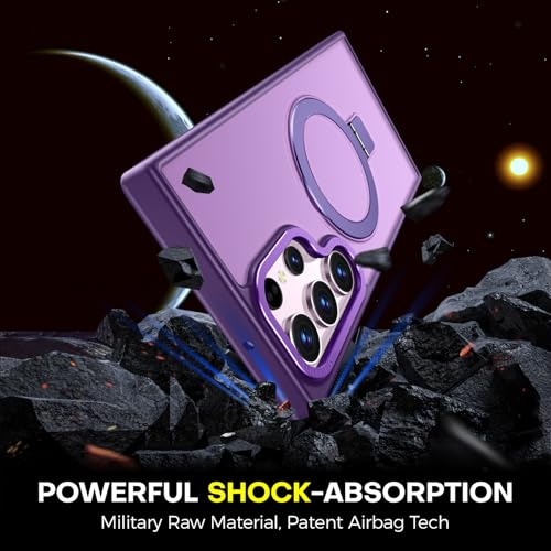 Image of Rayboen for Samsung Galaxy S23 Ultra Case with Magnetic Ring Stand, [Designed for Magsafe] Shockproof Anti-Scratch Protective Slim Fit Skin Feel Phone Cover for Samsung S23 Ultra, Matte Purple