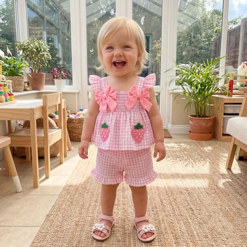 Image of Little Toddler Kids Girl Clothes Set 1-8 Years Summer Outfits Solid Color Tank Tops & Shorts
