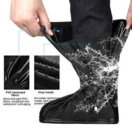 NATUCE Regenüberschuhe Wasserdicht Schuhe Überschuhe für Männer Frauen, Outdoor Rutschfester Schuhüberzieher Wiederverwendbar, Regenüberschuhe, Hohe Regenschutz Galoschen für Regen Schnee (M)