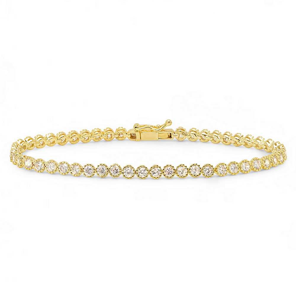 Gem Stone King 5.00 Ct Round White Cubic Zirconia CZ Gold Tone Tennis Bracelet for Women 7 Inch