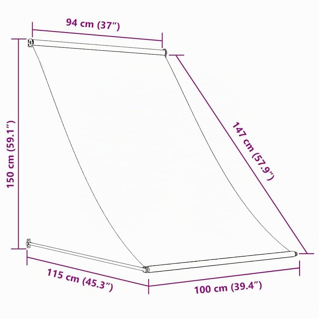 vidaXL Toldo de Funcionamiento con Manivela Manual Retráctil de Patio Lona Parasol de Porche Jardín Sombra Exterior Terraza 100x150 cm Color Crema