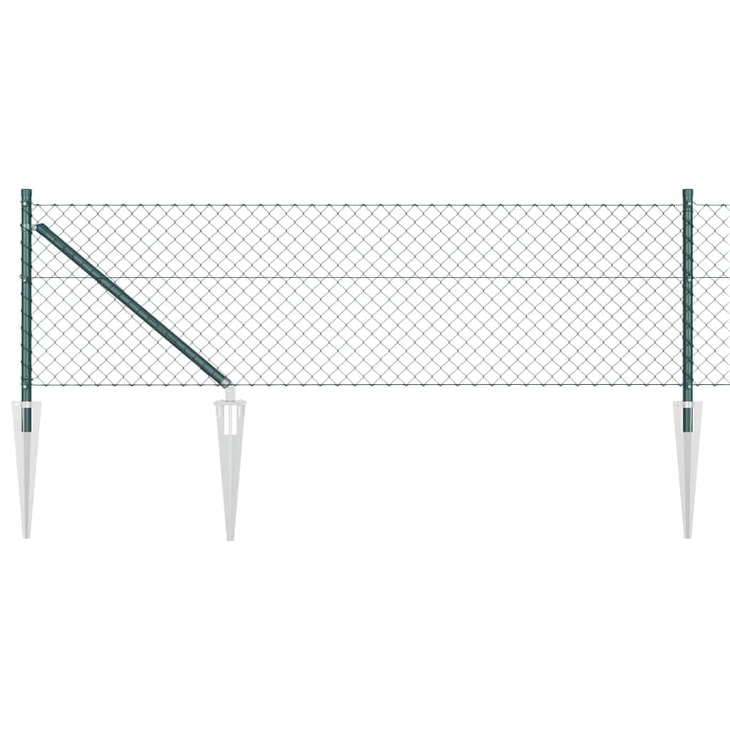 Garden Fence Post Green Steel PVC 10 x 0.6m 40x40mm Mesh Outdoor Boundary Panel 7 Spike Posts Set for Terrace Patio Security Decorative Barrier