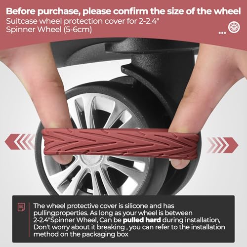 Image of 8Pcs Upgrade Luggage Wheel Covers,Essential Travel Accessories, Brown, Soft, Silent. Protect Luggage Wheels