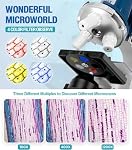 NOKA Microscope for Kids - 58-Piece Science Microscope Kit 1200X, Metal Body, LED Lights, Carrying Box, Slides - Science Experiments Toy for Kids Ages 6-12 Boys Girls Gifts