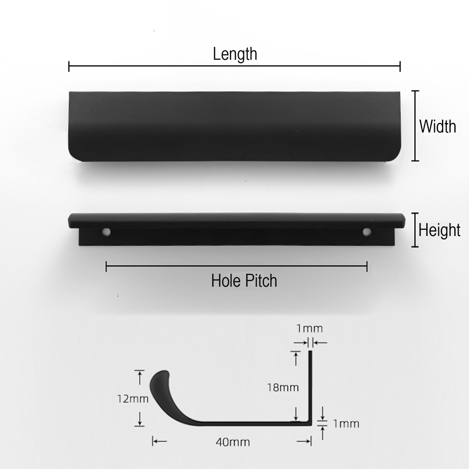 2 Pezzi Maniglie Nascoste per Mobili,Maniglia per Porte Armadio Invisibili,Tiretti a Scomparsa in Lega di Alluminio Pomello a Scomparsa per Cassetti,Scarpiere,Comodini (1200mm,Nero)