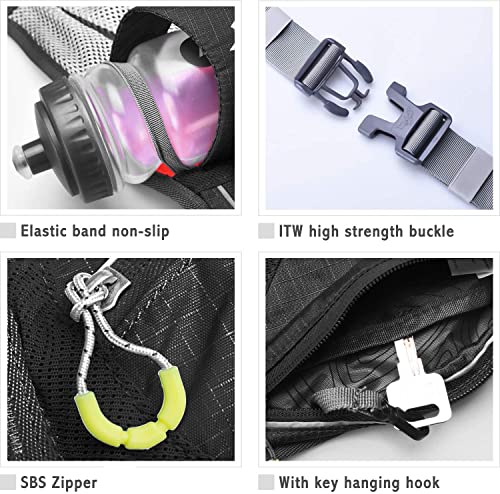 Belt Bag Multifunctional Bum Bag Water Resistance Breathable Waist Bag with Bottle Holder for Running, Hiking, Cycling, Climbing, Camping Travel, Black-e849, Running - Image 5