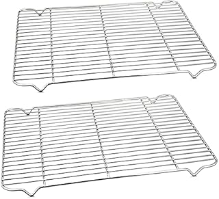 wordmouk Cooling Rack Stainless Steel Grill Rack Baking Thick Wire Rack for Roasting, Grilling, Drying Anti Rust Baking Rack Rectangular Mini Oven Tray Cooling Grid Dishwasher Safe(2 Pieces)