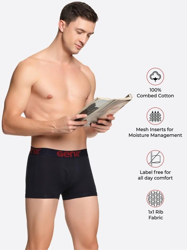 Image of Genx Jazz Men's Trunk - 100% Combed Cotton, Vibrant Colors, Trendy, Comfortable, Perfect fir Underwear(Pack of 2)(Color May Vary)