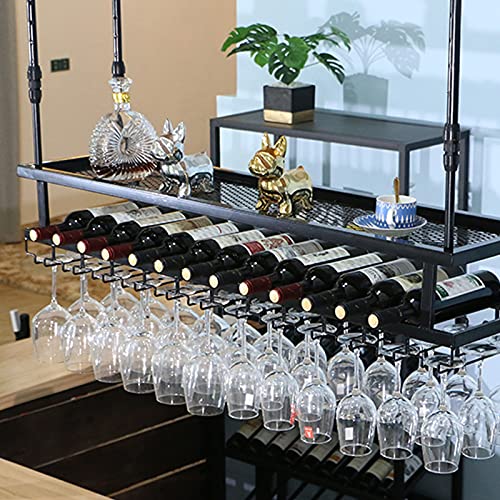 Casier à vin mural en métal avec support de verre suspendu pour cuisine - 3