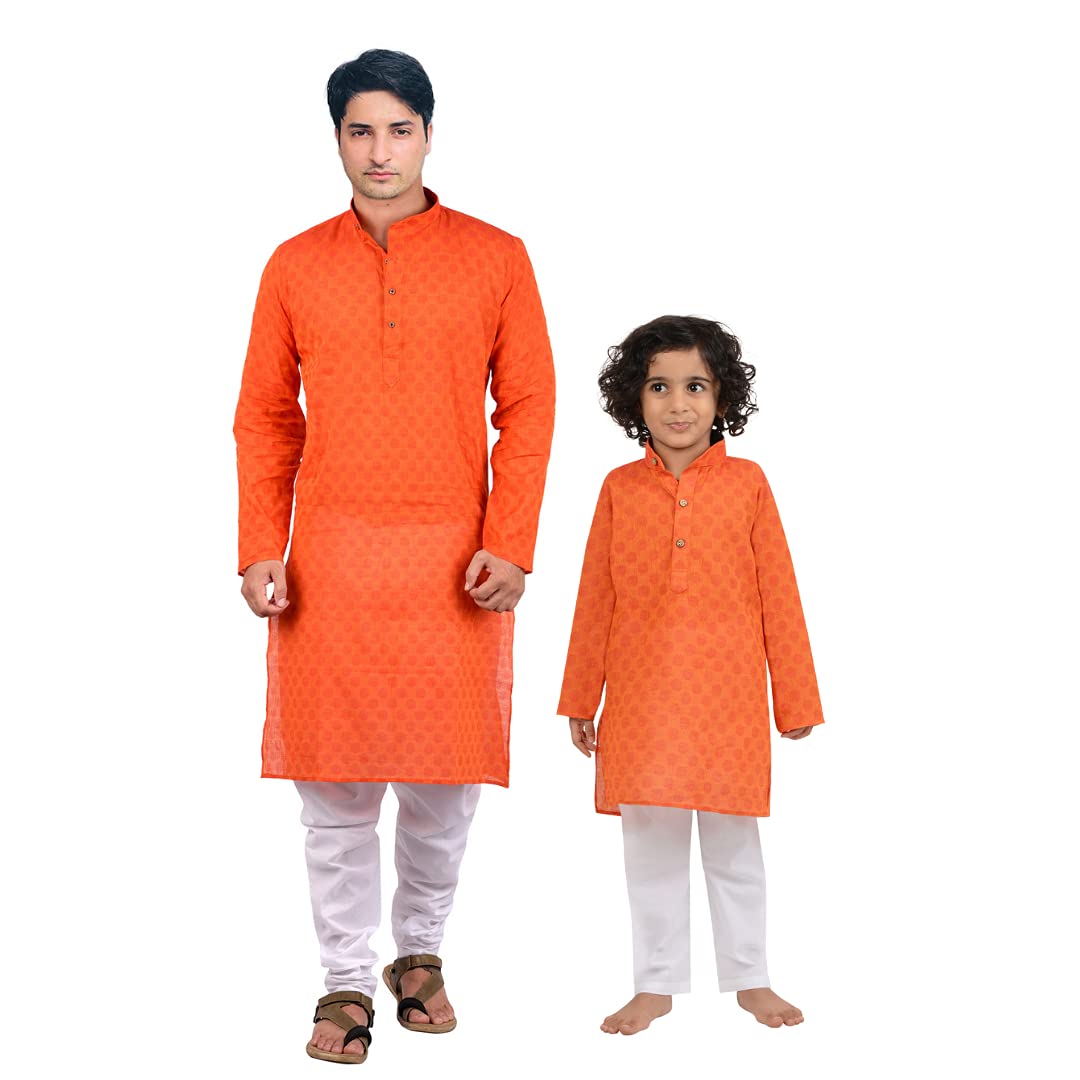 maharaja Baap Beta Handloom Kurta Pyjama Set for Men and Boy-picture-2