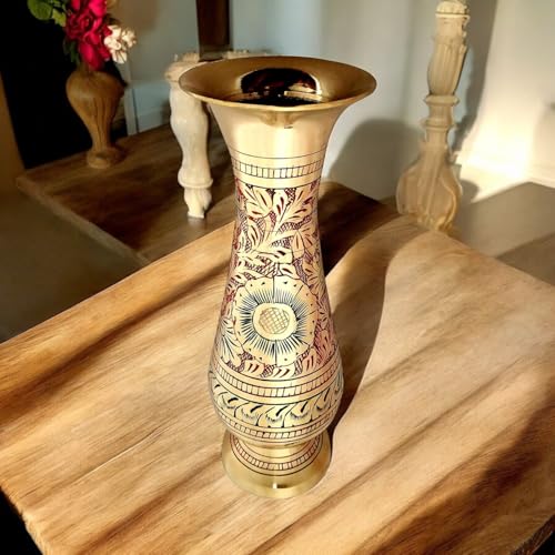 Akanksha Arts Made Of Brass - 8 Inch High Vase - A Rare Indian Decor thumb #1
