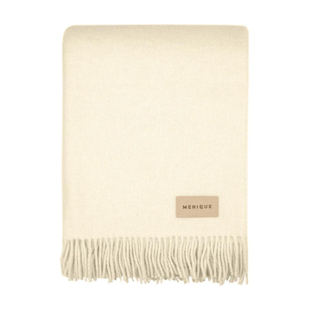 menique Blanket 100% Merino Wool Milan 125x180cm Natural, Thick Blanket Plaid Autumn Extra Thin Blanket