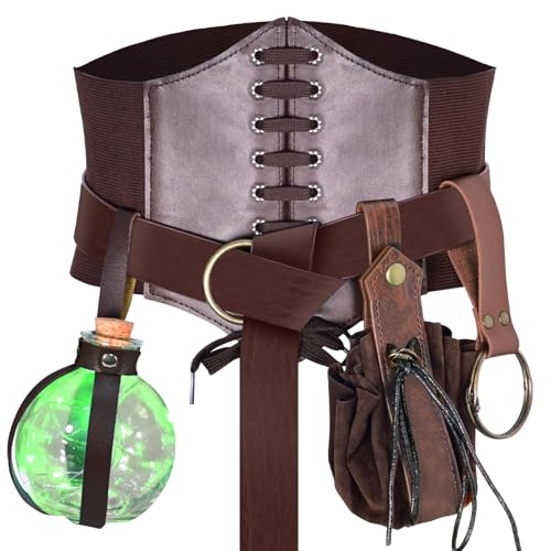 Olgaa 6 Pcs Halloween Renaissance Costume Women Medieval Corset Renaissance Belt Cork Potion Bottle Costume Accessory cover
