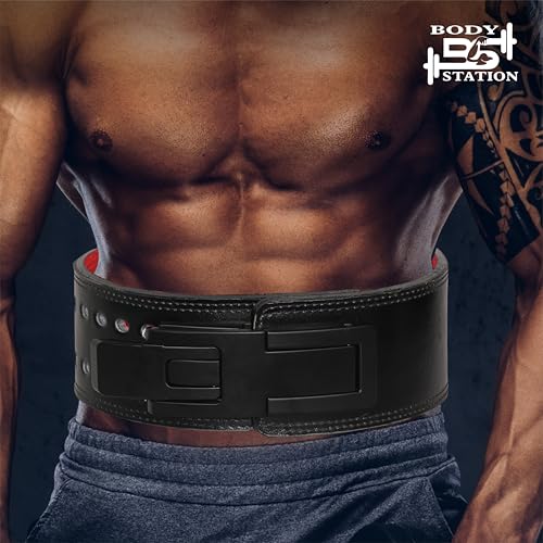 Image of Suede Leather Weight Lifting Belt for Men & Women | Lever Buckle Powerlifting Gym Belt for Back Support | Heavy Duty Workout Belt for Squats, Deadlifts