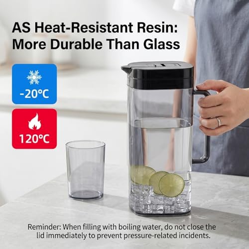 Pichet en plastique avec couvercle 2L robuste et résistant - 5