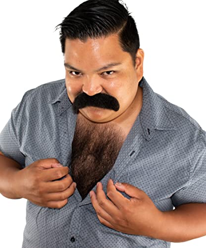 Black Fake Chest Hair - Professional Lace Backed Costume Body Hair - 100% Human Hair Chest Hair Wig