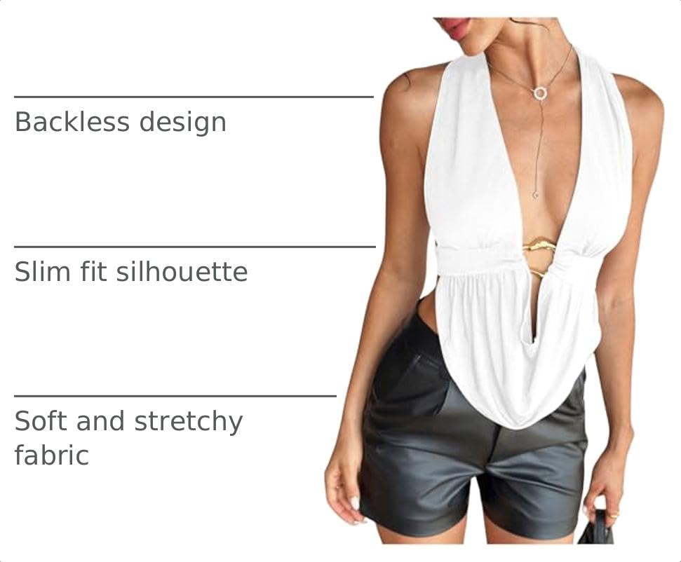 Image of SOLY HUX Women's Sexy Open Back Halter Going Out Top