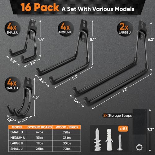 Nacial Heavy Duty Garage Hooks Set