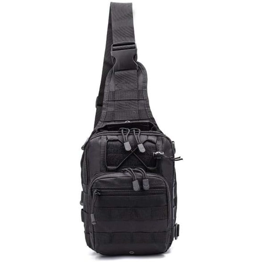 XingYunMaiQiu Sling Bag Tactical Backpack Outdoor Shoulder Bag Satchel Chest Packs Daypacks for Smart Phone Climbing Camping Cycling Hiking (Black)