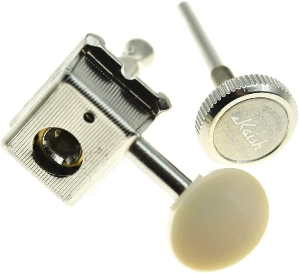 Dopro 6 Inline Vintage Style Locking Tuners Guitar Tuning Keys Pegs Lock Guitar Machine Heads Fits Strat Tele Guitars Nickel Kwith Ivory Button