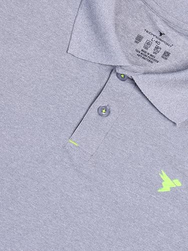 Image of TECHNOSPORT Men's Polyester Slim Fit Self-Design Short Sleeve Polo Matpiq T-Shirt with Anti Microbial, Techno Dry for Regular and Casual Use