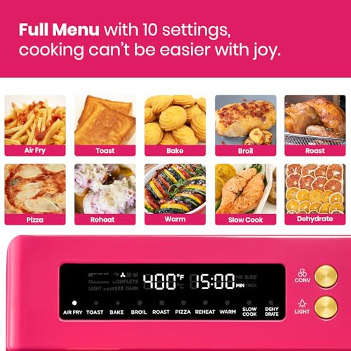Limited-Edition-Happy-Pink-Infrared-Heating-Air-Fryer-Toaster-Oven-Extra-Large-Countertop-Convection-Oven-10-in-1-Combo-6-Slice-Toast-Enamel-Baking-Pan-Easy-Clean-with-Recipe-Book Limited Edition Happy Pink Infrared Heating Air Fryer Toaster Oven Extra Large Countertop Convection Oven 10 in 1 Combo 6 Slice Toast Enamel Baking Pan Easy Clean with Recipe Book