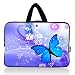 AUPET Blue Butterfly Universal 7~8 inch Tablet Portable Neoprene Zipper Carrying Sleeve Case Bag