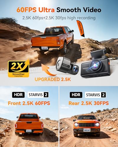 Image of WOLFBOX X3 PRO Dash Cam Front and Rear, Dual STARVIS 2 IMX675, 1440P 60FPS+1440P ADAS Car Camera, EIS Image Stabilization with Ultra-Fast 5.8GHz WiFi, Voice Control & 3 inch Touch Screen, 64GB Card & GPS