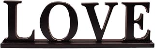 Rustic Wood Love Sign by Attraction Design - 16.5x5 Black Freestanding Tabletop Decor for Mantel, Fireplace Shelf, Mother's Day Gift
