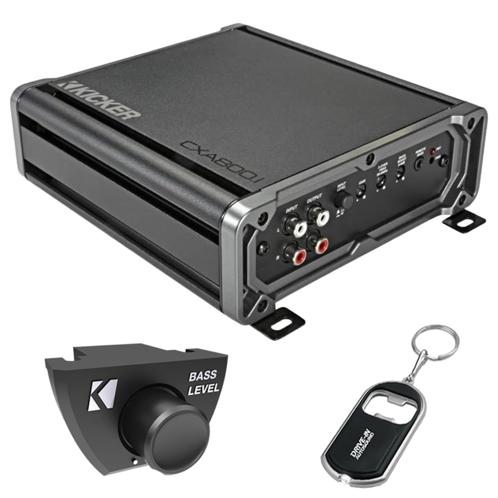 KICKER CX Series 46CXA8001T Mono Subwoofer Amplifier and 46CXARCT Dash-Mount Wired Remote and DIAS Keychain