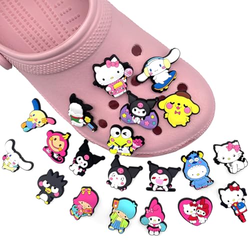 EIROVYA 20 Piezas Colgantes para zapatos, Brazalete de estilo de dibujos animados y accesorios de decoración de engranajes para niños regalos de fiesta de cumpleaños, lindo gatito