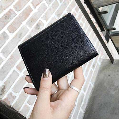 Small Cute Wallet Credit Card Holder Leather Pocket Wallets for Women RFID Blocking Coin Purse with id Window (Black)4